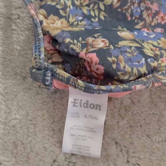 Eidon Blue & Pink Floral Print Bikini Top Set XL Top Large Bottoms Moxie Rebel - Picture 8 of 9